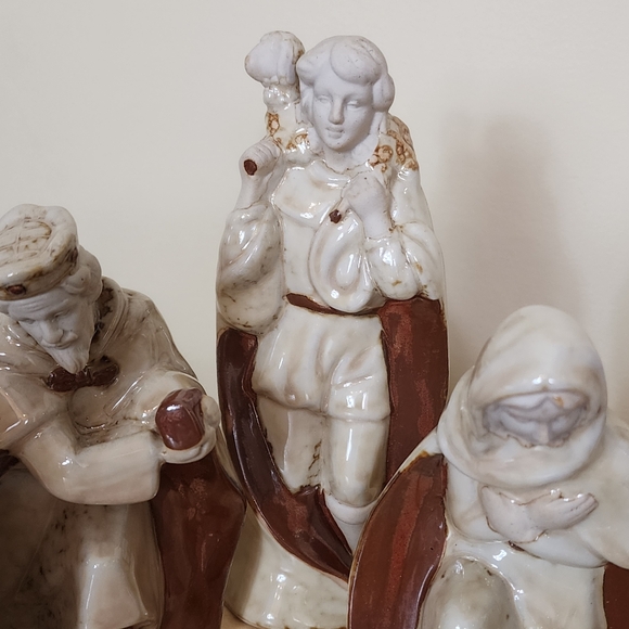 Glazed Ceramic Nativity Scene Set Rustic Minimalist Christmas Decor - Picture 8 of 14